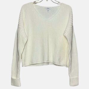 Bar III Cropped Ribbed Sweater in Creamy White Women’s M